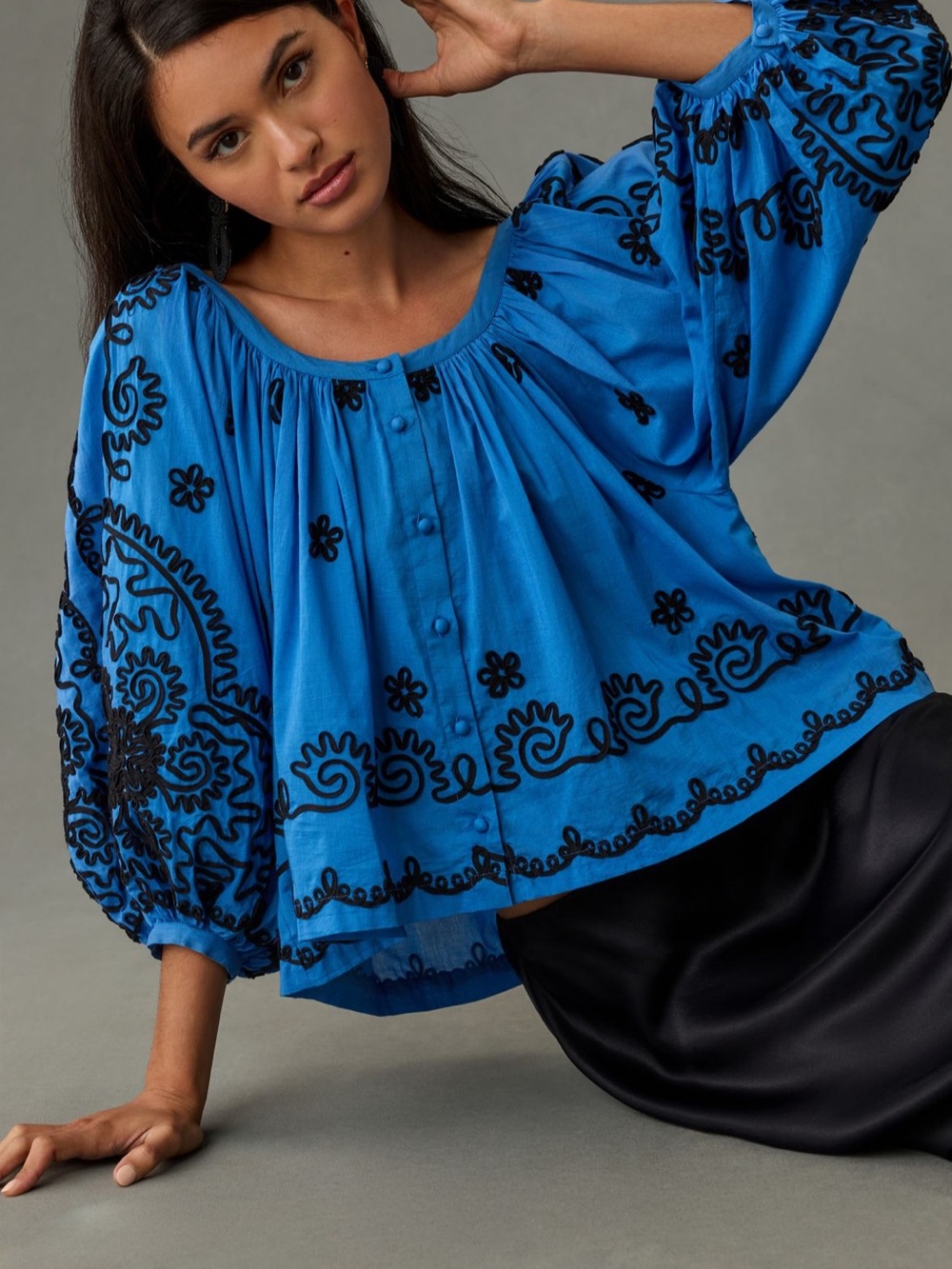 RHODE Trish Relaxed Peasant Blouse XS